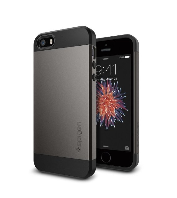 iPhone 5S Case  Spigen Slim Armor SHOCK ABSORPTION Metal Slate Dual Layer Protective Case for iPhone 5 5S - gunmetal